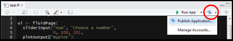 Shiny publish application button